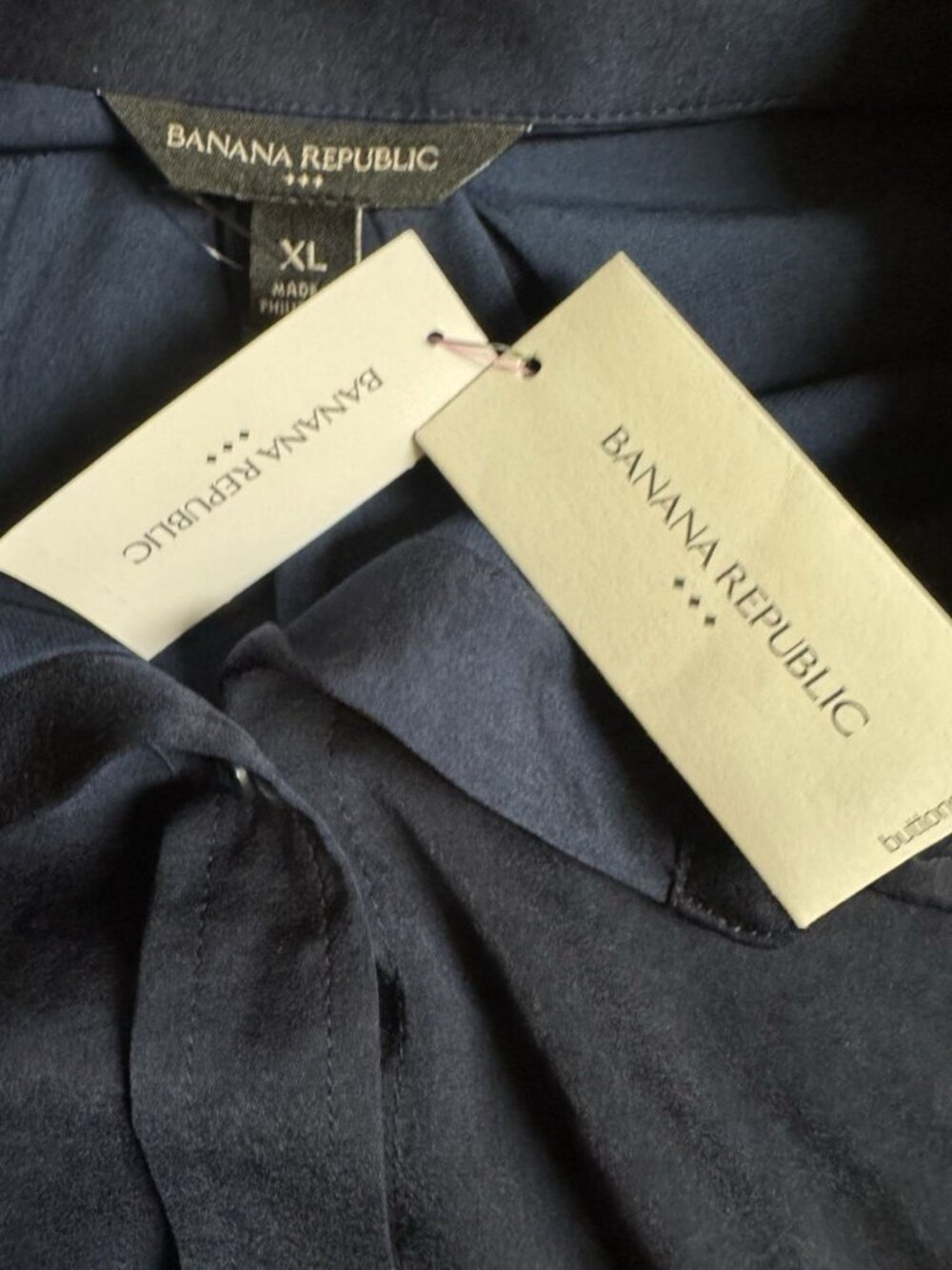 Banana Republic Factory Blue Button Front Long Sleeve Blouse XL NWT - Picture 5 of 7